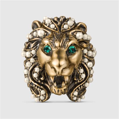 gucci lion gold necklace men|female gucci lion ring.